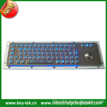 IP65 Dynamic Stainless Steel Industrial Backlight Keyboard with Trackball